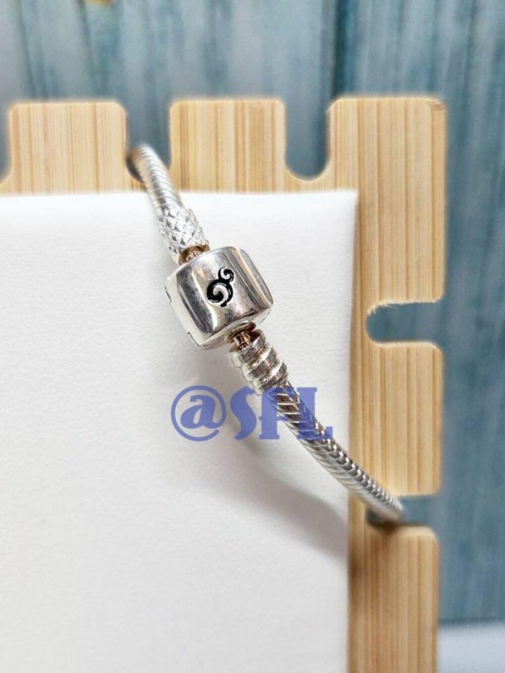 OHM Snap Clasp Sterling Silver Bracelet Charm Bracelet Carrier 6.7 Inches 17cm